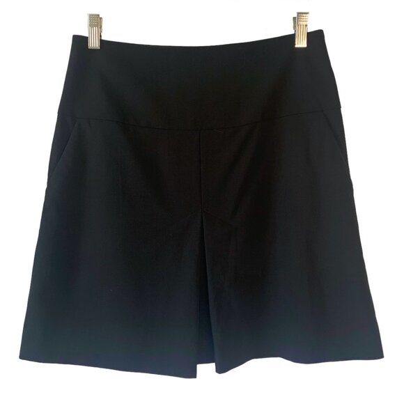 COACH Solid Black Wool Inverted Pleat Mini-Length Women's Career Skirt Size 2 - Picture 2 of 9
